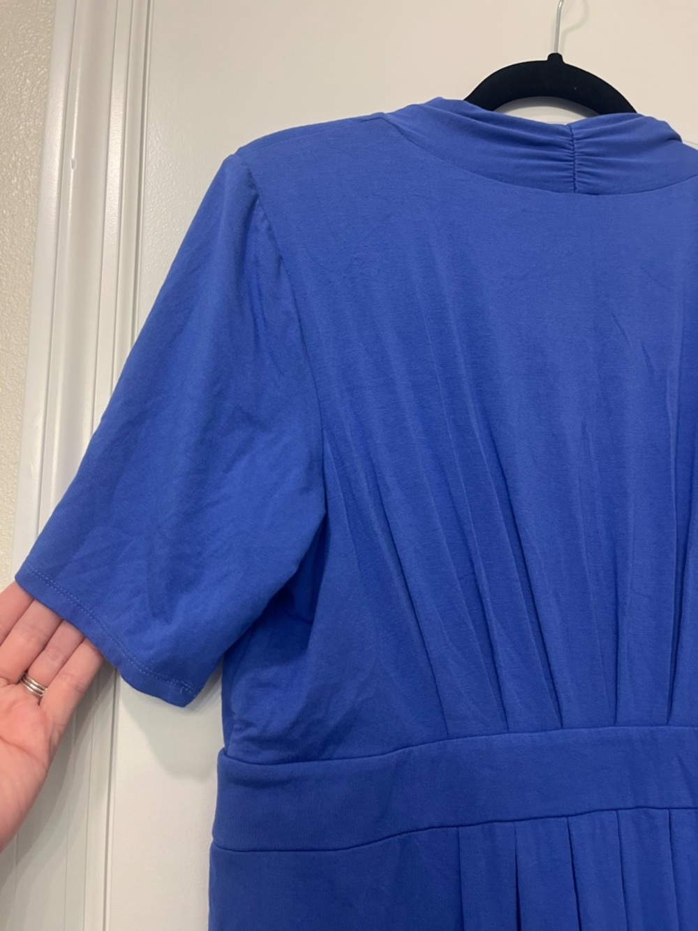Chicos Classic Blue Dress Pleated Sleeves and Waist Knee Length Pockets Sz 12/14 - Picture 8 of 15